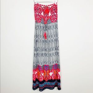 Calypso St. Barth Pink Paisley Strapless Maxi Dress sz S